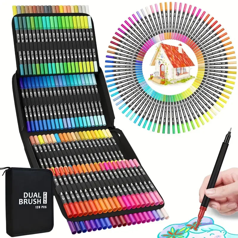 Marqueurs Pinceaux Double Pointe - 72 Couleurs pour Coloriage
