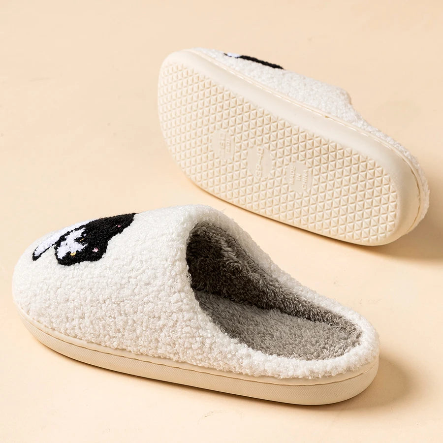Chaussons d'Hiver Femme - Pantoufles Chaudes Chat Mignon Anti-Dérapantes
